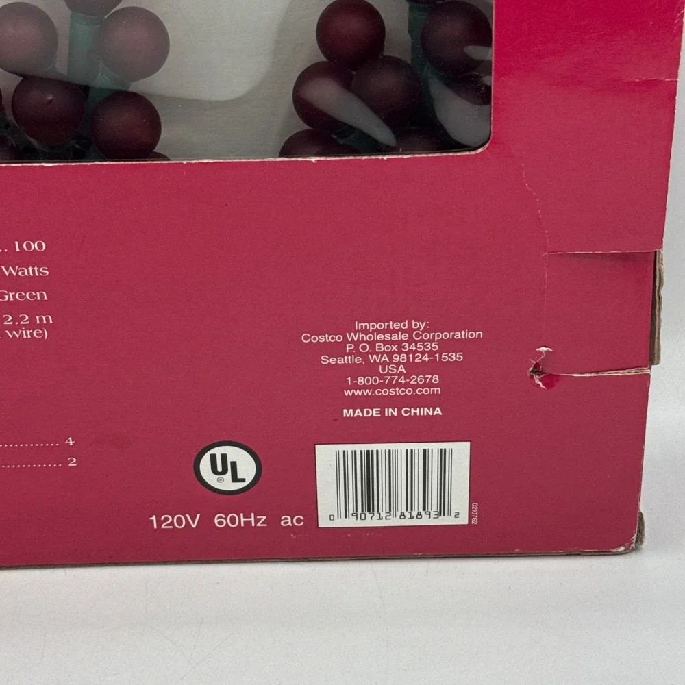 Costco Red Grape Cluster Lights Indoor Outdoor 7.5ft Red Vineyard String Lights